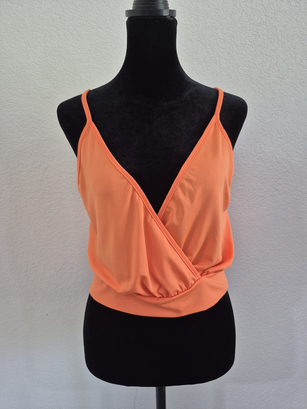 Orange Surplice Spaghetti Strap Women's Top